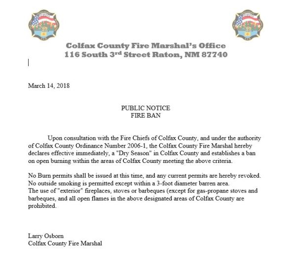 Colfax County_Burn Restrictions_March 03.14.18