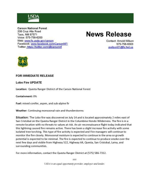071818 Lobo Fire Update