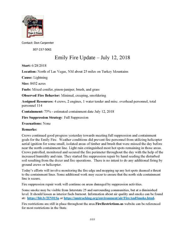 Emily Fire.press release.7-12-2018