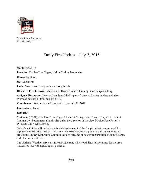 Emily Fire.press release. 7-2-2018