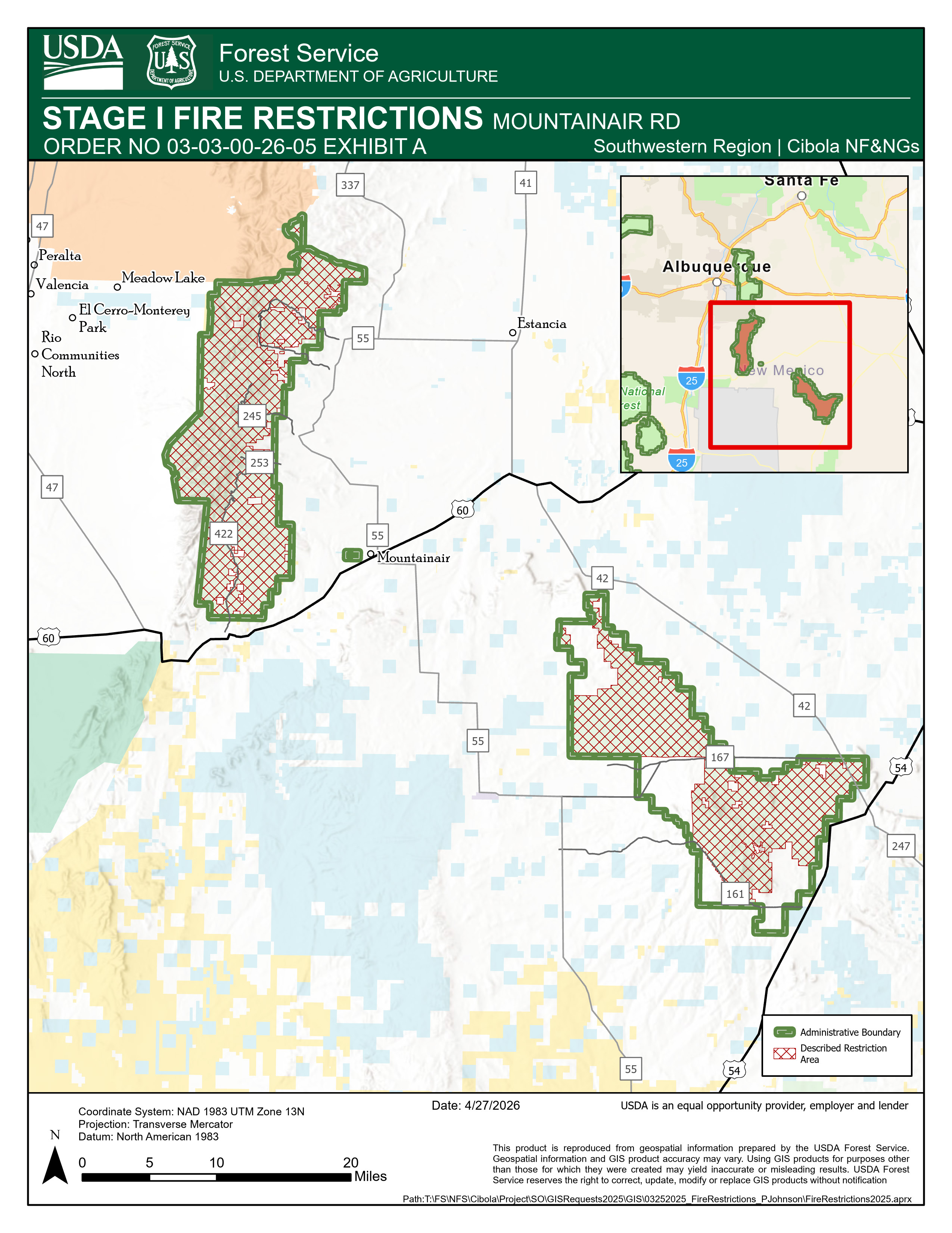 Cibola National Forest to Implement Stage I Fire Restrictions May