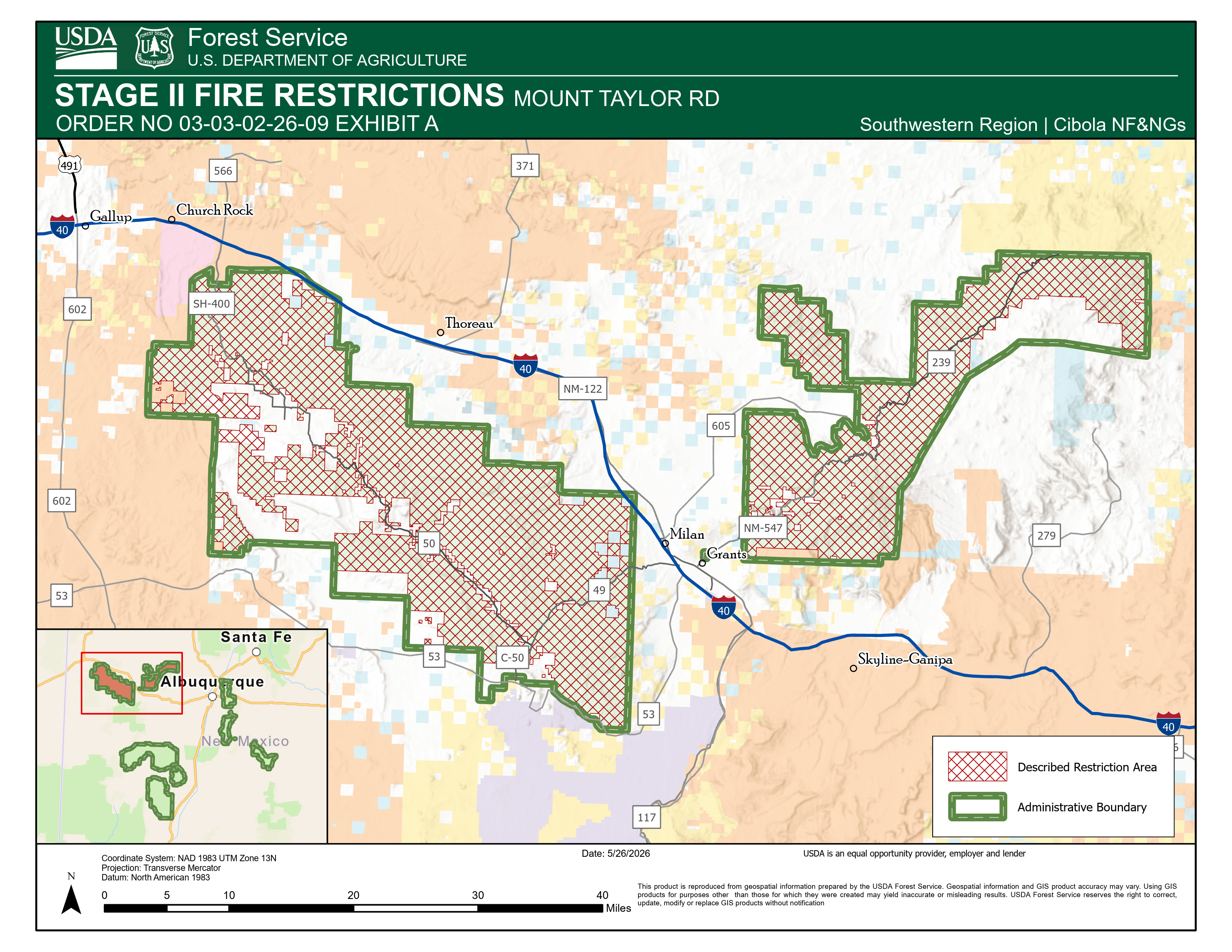 Mt. Taylor Ranger District to Implement Stage II Fire Restrictions